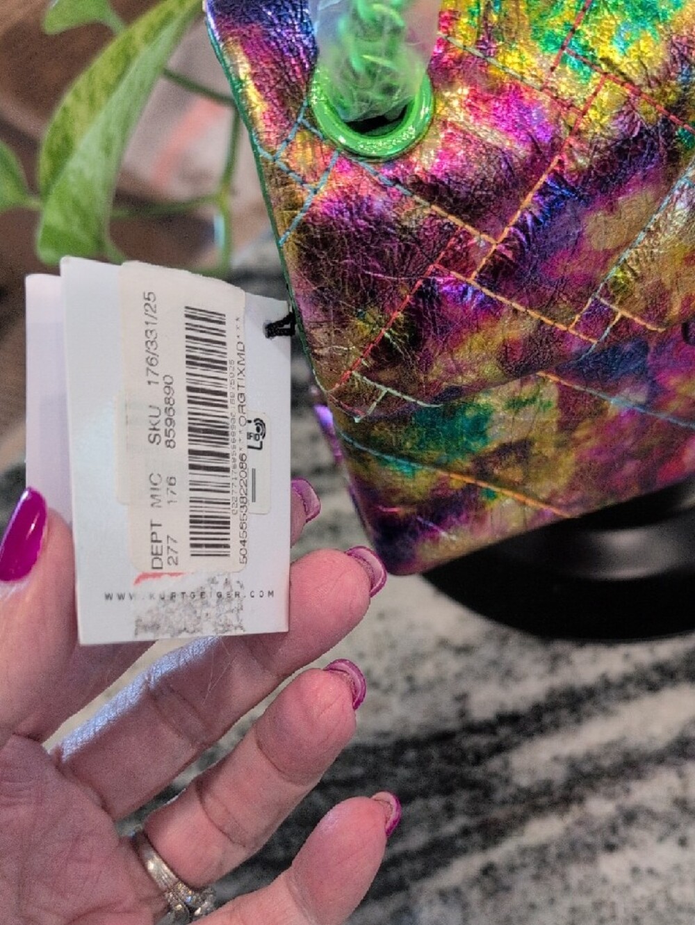 Kurt Geiger RARE Metallic Multicolor Quilted Mini Kensington Bag - Picture 3 of 6